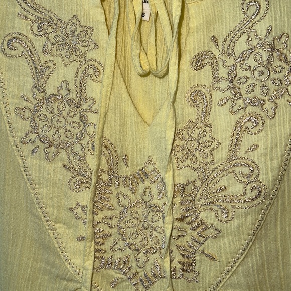 Anthropologie Tops - Floreat | Anthropologie Yellow Tie Front Short Sleeve Top Size S/6